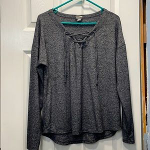 Soft Front Tie Long Sleeve Tee